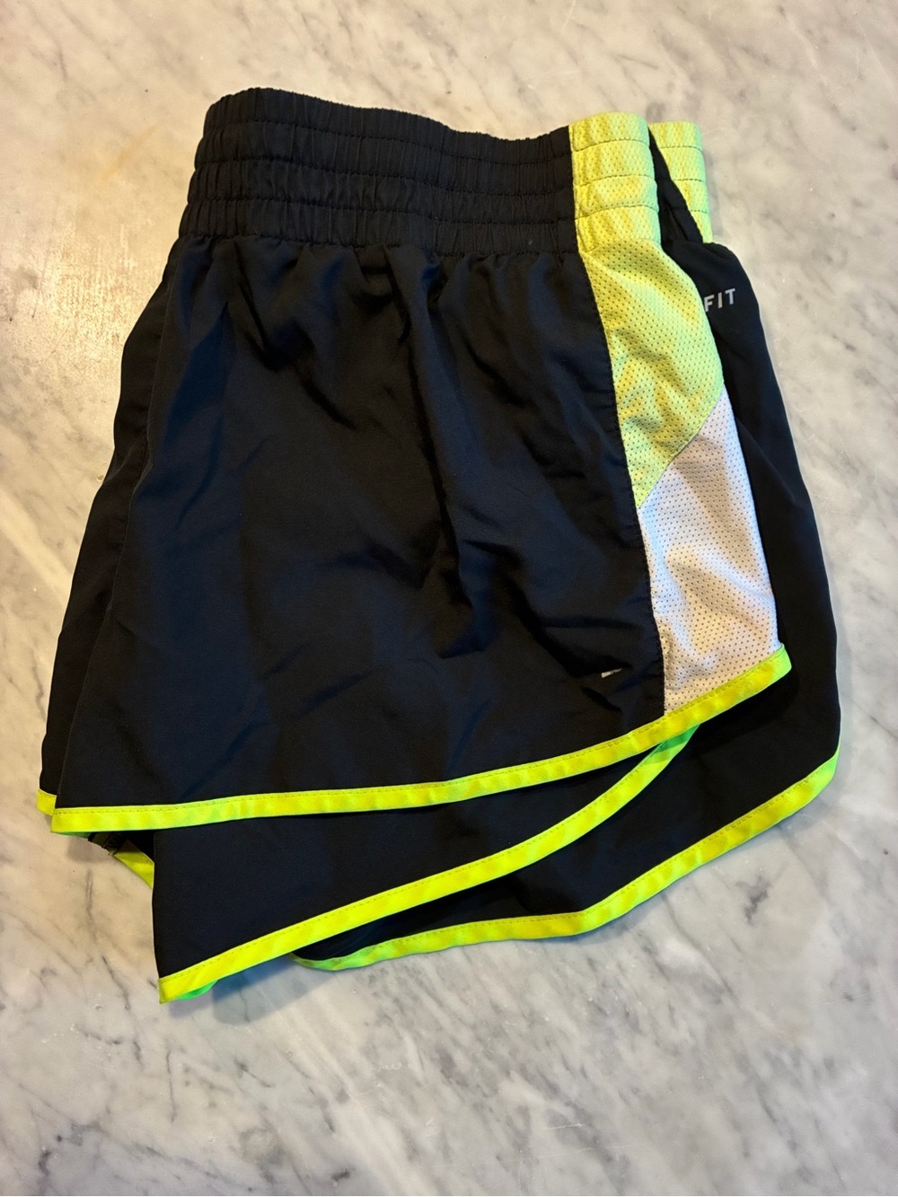 Nike Dri-Fit Women's Shorts with Neon Yellow Trim M